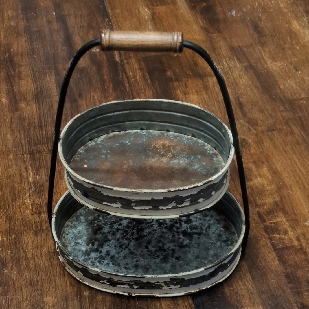 Rustic Two-Tier Metal Tray - Picture 6 of 7